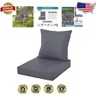 High-Density Foam Outdoor Seat & Backrest Cushion Set - Casual Dark Grey, 24x24