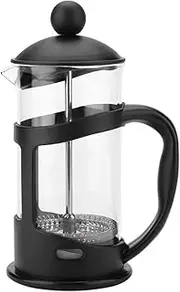 AIMALL 12oz French Press Coffee Maker 3-Layer Filter Borosilicate Glass Tea Brewer with Round Lid Hand Press Plunger Pot for Home Office Travel Use