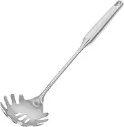Generic Stainless Steel Noodle Spoon Fettuccine Pasta Spaghetti Spoon Fine Mesh Strainer Silicone Ladle Spoon Noodle Filter Scoop Colander Spaghetti Scoop 304 Stainless Steel Silver