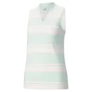 New Puma Golf Ladies Cloudspun Valley Stripe Sleeveless Polo