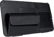 icykale 1 PC Car Sun Visor Storage Bag, Sun Visor Multi-Pocket Storage Folder, Zippered ID Card Holder, Universal for Most Cars (Black)