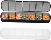 PLAFOPE 2Pcs Portable Weekly Pill Organizer Compartment Divided Medication Case Transparent Holder for Travel Dustproof Container for Supplements