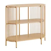 Design Square Connell Modern 3-Tier Low Bookcase Display Shelves Organiser Oak