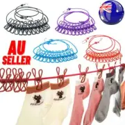 Camping Rope Peg Washing Clothes Line Travel clothesline Portable 12 Clips KZ