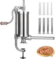 Sausage Stuffer, Stainless Steel Homemade Sausage Maker Vertical Meat Filling Kitchen Machine, Packed 8 Stuffing Tubes (2.5LBS/1.5L)