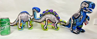 3 X Wild Republic Graffiti Skeleton Dinosaur T-Rex Stegosaurus Diplodocus Plush
