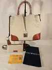 Dooney & Bourke Leather Brenna Satchel Handbag, Bone and Brown NWT