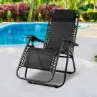 Zero Gravity Recliner Chair Arm Lounge Furniture Foldable Patio Garden Black