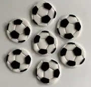 SOCCER BALLS EDIBLE CUP CAKE TOPPERS x 12 - 5CM