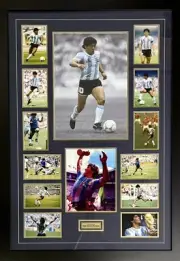 DIEGO MARADONA Signed Photo 8x10 + World Cup Collage Argentina Napoli FRAMED COA