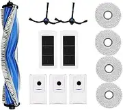 12 Pcs Replacement Accessories Kit for Ecovacs Deebot X5 Robot Vacuum Cleaner Parts, 1 Main Brush Roller, 2 Side Brushes, 2 Hepa Filters, 3 Carbon Dust Bags, 4 Mop Clothes/Pads