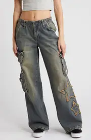 BDG Urban Outfitters Star Cyber Y2K Cargo Jeans in Tinted Denim at Nordstrom, Size 30 X 32