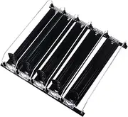 XIASABA Drink for Fridge Spring Loaded Push Rod Slide Rail Soda Dispenser for Beer Beverages 38Cm White (Black)