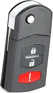 Keyecu Replace Flip Shell Remote Key Case Fob 3 Button for Mazda 3 5 6 RX8 CX5 CX7 CX9,(Empty Shells)
