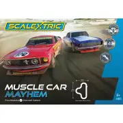 Scalextric C1449 Muscle Car Mayhem Slot Car Racing Set Camaro vs Mustang 1:32
