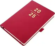 TEMPNAP Red Planner Notebook Weekly Monthly Hardcover Journal Binding Recycled Materials Extra Pages for Important Dates for Management