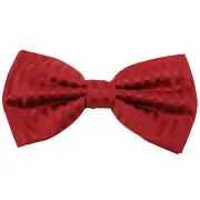 New men's pre-tied bowtie tone on tone stripes polyester formal wedding Red