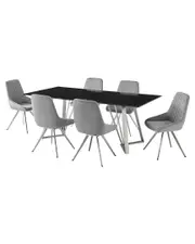 Armen Living Cressida & Skye Fabric7pc Rectangular Dining Set