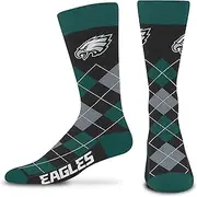 FBF - NFL Adult Team Logo Argyle Crew Dress Socks Footwear For Men And Women Game Day Apparel - Size Large 10-13