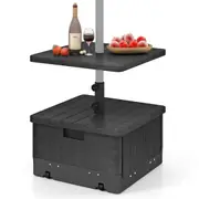 Costway 80kg Mobile Umbrella Stand w/Table Tray & Planter Heavy-Duty Weighted Base Wheels Patio/Garden Outdoor