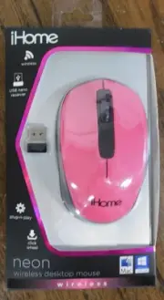 iHome Wireless Desktop Mouse Neon For Windows 10 & Mac Plug N Play Usb Nano Rece