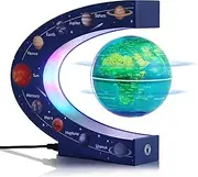 Magnetic Levitation Floating Rotating 3in Globe With Colored Lamp For Men Boss Cool Office Decor Gifts Or Kids Desk Toys,Nine planetary solar systems astronomy educational cosmic earth globe