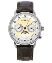 Zeppelin Friedrichshafen Moon Phase Day/Date Gold Dial Quartz 85375 Ladies Watch