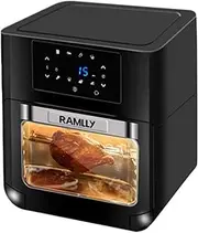 Air Fryer1500W Oven Rotisserie Toaster and Dehydrator,Rotisserie Toaster Oven and Dehydator Machine Combo in One - 8 Preset Options, Touch Screen, Extra Large Capacity (Family Size),