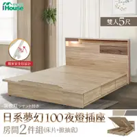 在飛比找蝦皮商城優惠-IHouse-日系夢幻100 夜燈插座房間2件組(床頭片+掀