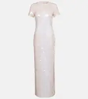[Sportmax] Sportmax Sequined jersey maxi dress UK 14 white