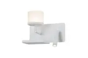Vigo LED Wall Light Interior with Left Reader Matte White with Frosted Diffuser