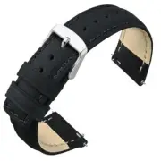 Quick Release Watch Band for Men Women, Vintage Crazy 18mm Black/Silver Buckle