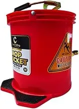 Spruce Hygiene Mop Bucket Heavy Duty Wringer Buckets Set with Wheeler Metal Handle Squeeze and Separate Dirty Water Households Commercial Plastic Bucket Easy Step On Drain Plug 16L Wet Bucket