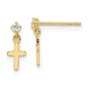 14k Madi K Childrens CZ Cross Post Dangle Earrings SE2545
