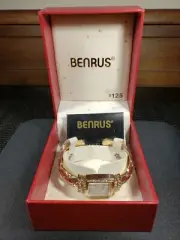 Vintage Benrus Watch W/ Crystal Accents-Antique Goldtone Finish-Bracelet Clasp