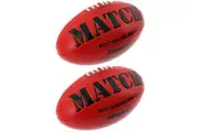 2PK Match AFL Ball Embossed Red Australian Rules Football Game