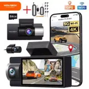 WOLFBOX i17 3 Channel 4K Dash Cam Built-in 5G WiFi GPS & Acc Multi Hardwire kit