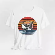 Retro Shark Sunset T-Shirt - Cool and Vibrant Design - Retro Shark Sunset Tee -