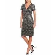 Belle Badgley Mischka Laney Sequin Size 6 Pencil Silver Black Dress New