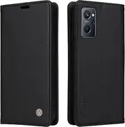 [YBFJCE] Case for Oppo Realme 9i 4G/Oppo A36/Oppo A76/Oppo A96 4G/Oppo K10 4G PU Leather Wallet Case Cover,Oppo Realme 9i 4G Flip Folio Case,Magnetic Phone Case Compatible with Oppo A36,Black