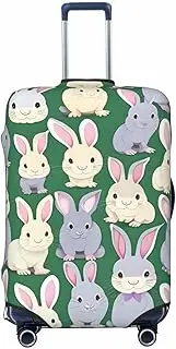 [CADREWY] many Bunny cute Print Travel Suitcase Cover Luggage Protector with Elastic Anti Scratch for Carry On, Black, Large