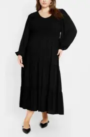 CITY CHIC Jayden Dress in Black Plus Size Small/16 NWT [RRP $109.95]