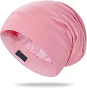 COHGUDA Mulberry Silk Bonnet for Women, Natural Silk Satin Lined Sleep Cap, Double-Layered Breathable Night Cap, Adjustable Silk Bonnet Hat for Curly Hair Braids, Hair Cap with Elastic Band