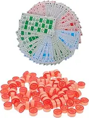 PHENOFICE Set Bingo Board Game Supplies Bingo Number Paper Cards Chess Pieces Safe Large Print Reusable for Boys and Girls Parties