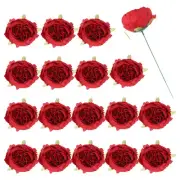 25Pcs Peonies Artificial Flowers, Fake Peony Flowers with Stems, Red