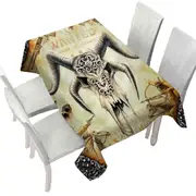 Cool Old Wild West Wanted Goat Skull Tablecloth