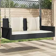 VRAXO Swing Bench with Cushions Black 119x56x48 cm Poly Rattan -11.8KG,365629