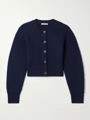 [Emilia Wickstead] Emilia Wickstead - Albert Cropped Wool Cardigan - Navy - large large Blue