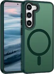 [ROUMAYMAY] for Samsung S23 Case, Magnetic Case [Compatible with MagSafe] Military Grade Protective Slim Translucent Matte Skin Smooth Phone Case for Samsung Galaxy S23 6.1'' 5G Cover, Green