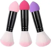 VINTORKY Makeup Brush Set 3pcs Double Sided Blush Brush Liquid Blush Brush and Powder Brush for Women